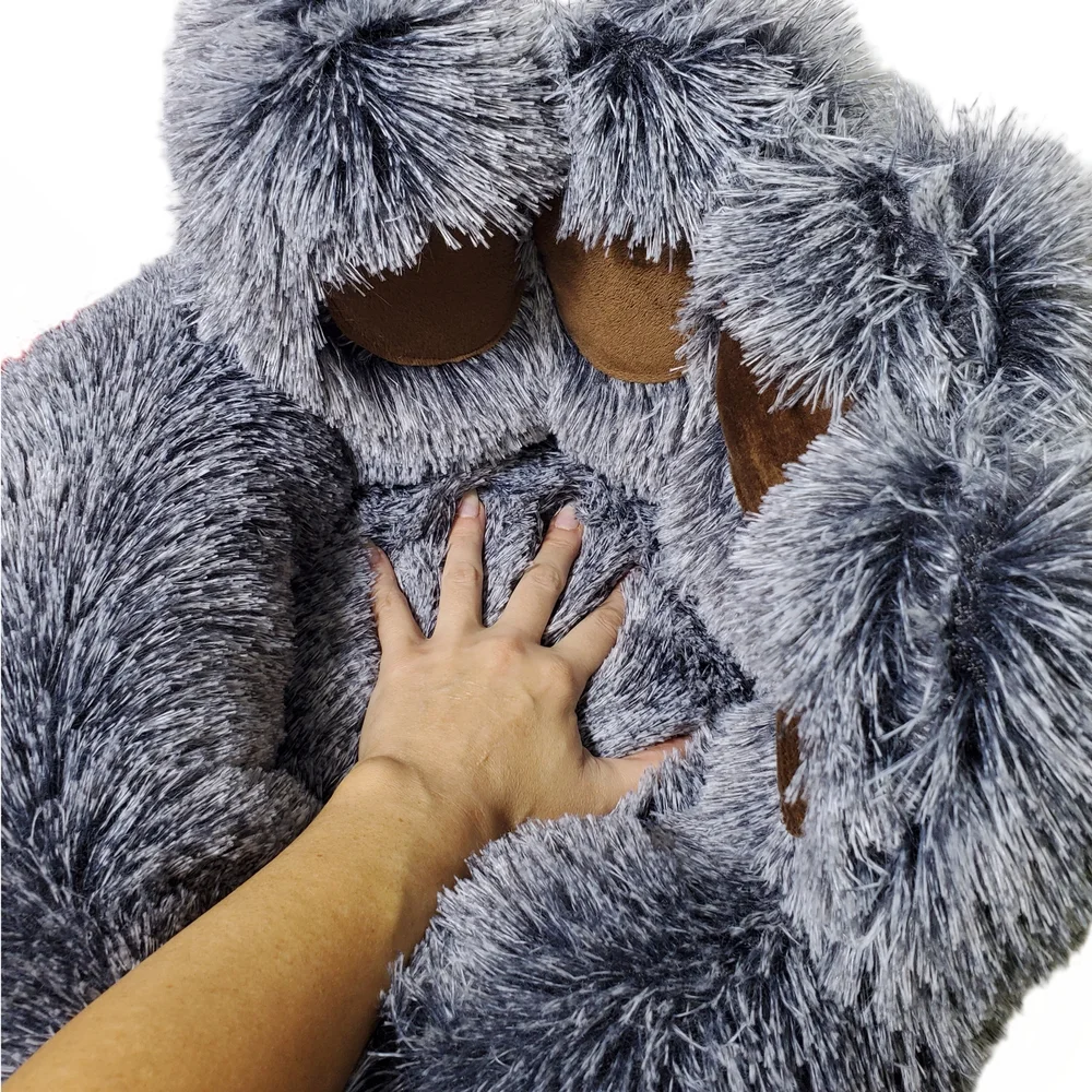 Pets Dog Bedding Comfy Fuzzy Small Round Bear Paw Shaped Plush Dog Cat Pet Bed